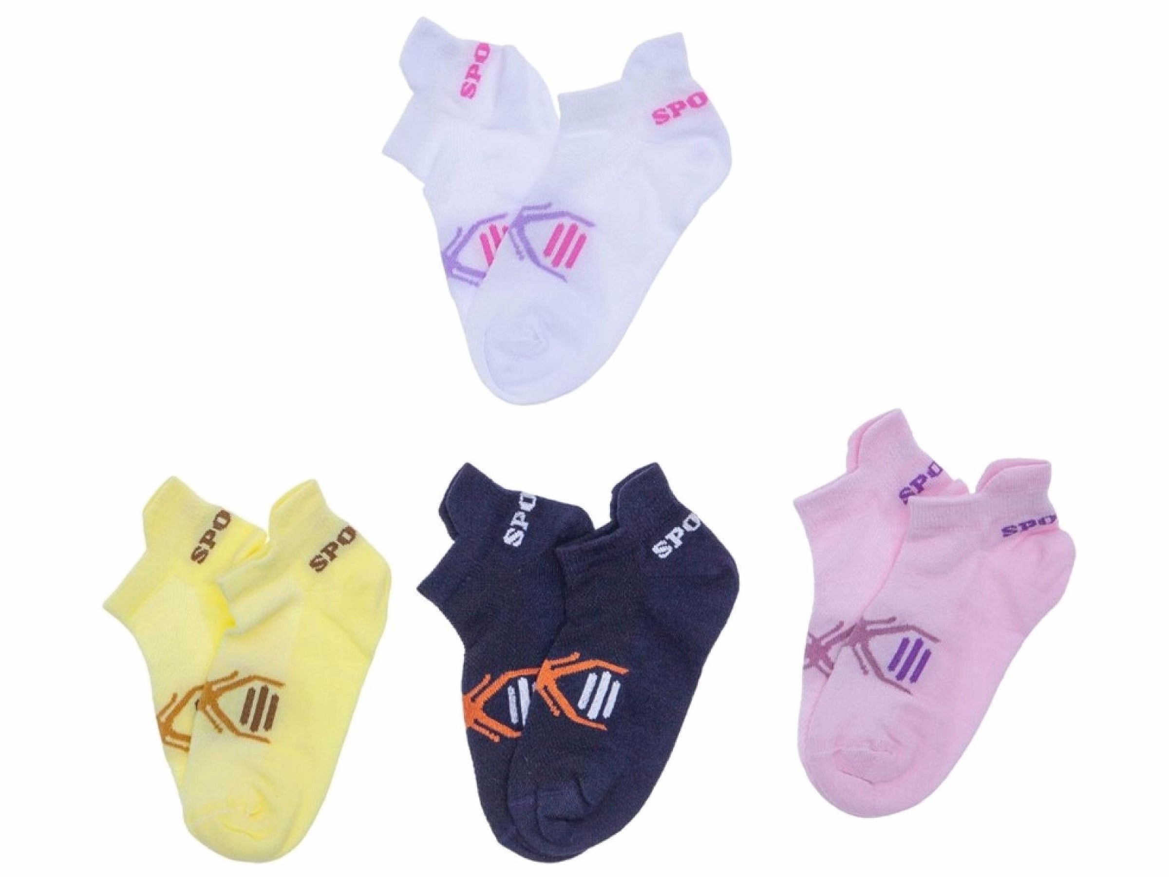 Assorted Kids' Athletic Ankle Socks (Multi-Pack) - 4-6 Years