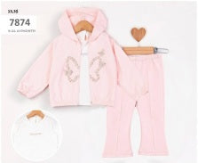 Baby Girl 3-Piece Butterfly Hoodie & Jogger Set - Pink (9-24 month)