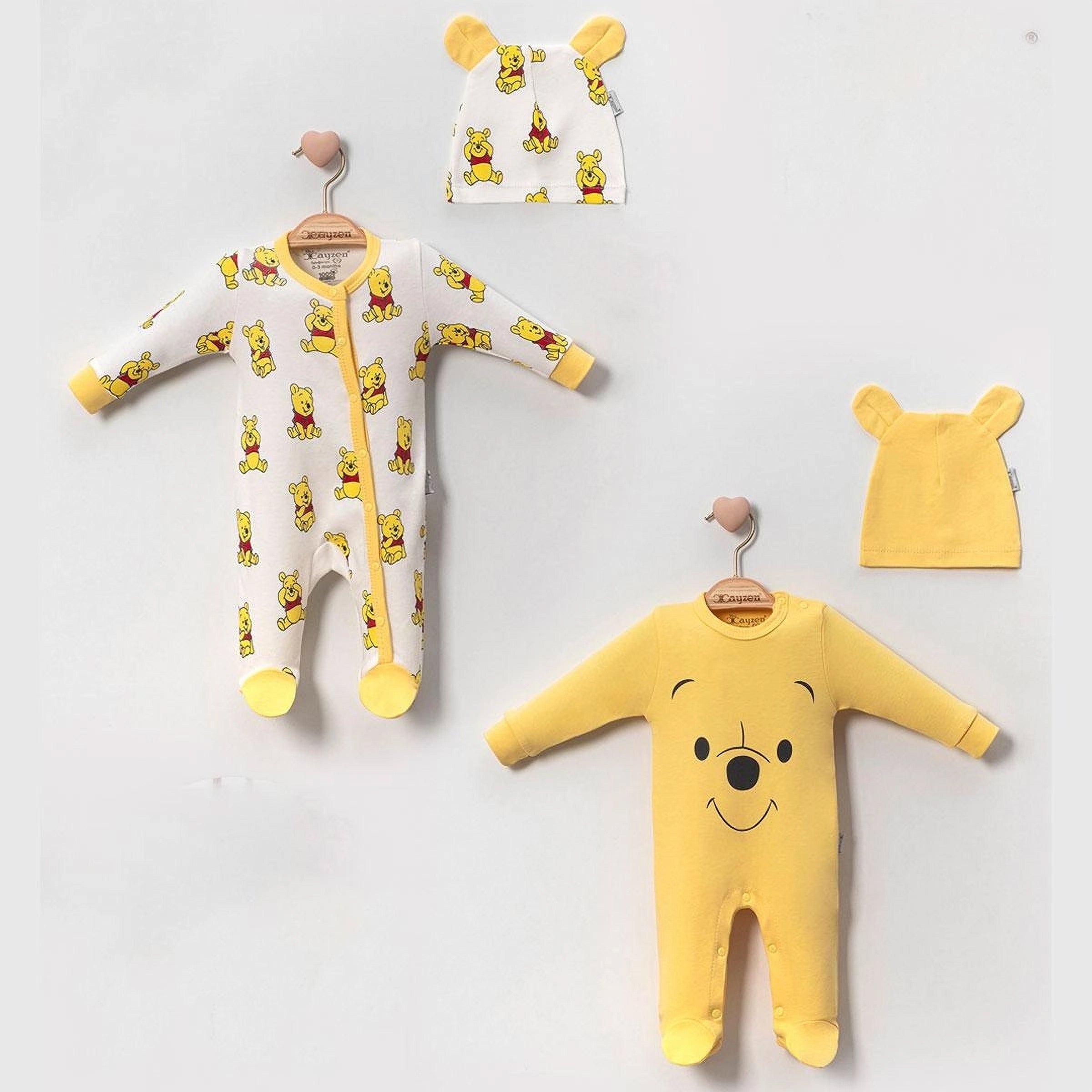 Disney Winnie the Pooh Long-Sleeve Zip-Up Baby Onesie - Yellow (0-6 months)