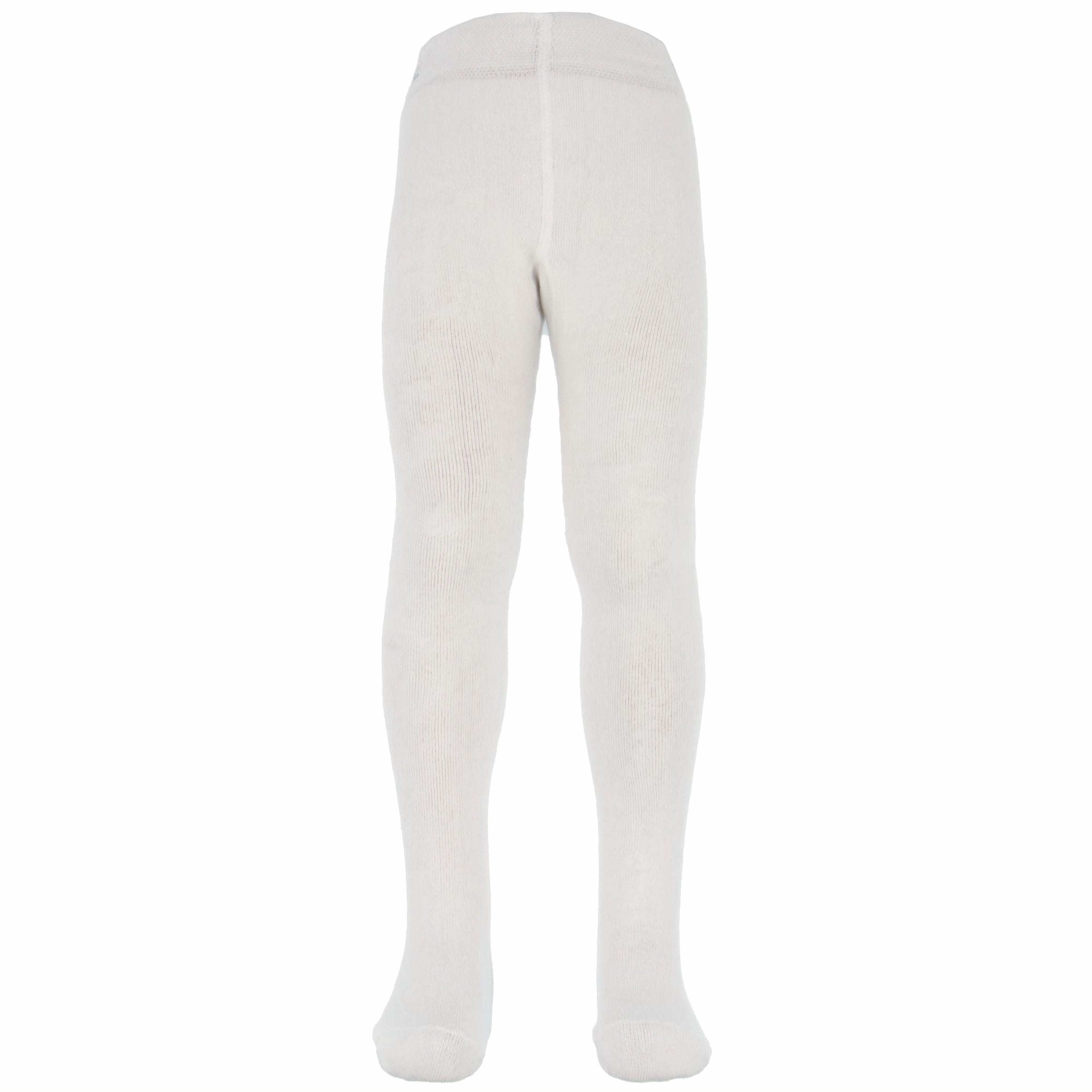 Kids Ribbed Knit Suspender Tights – Cream White - 4-8 Years