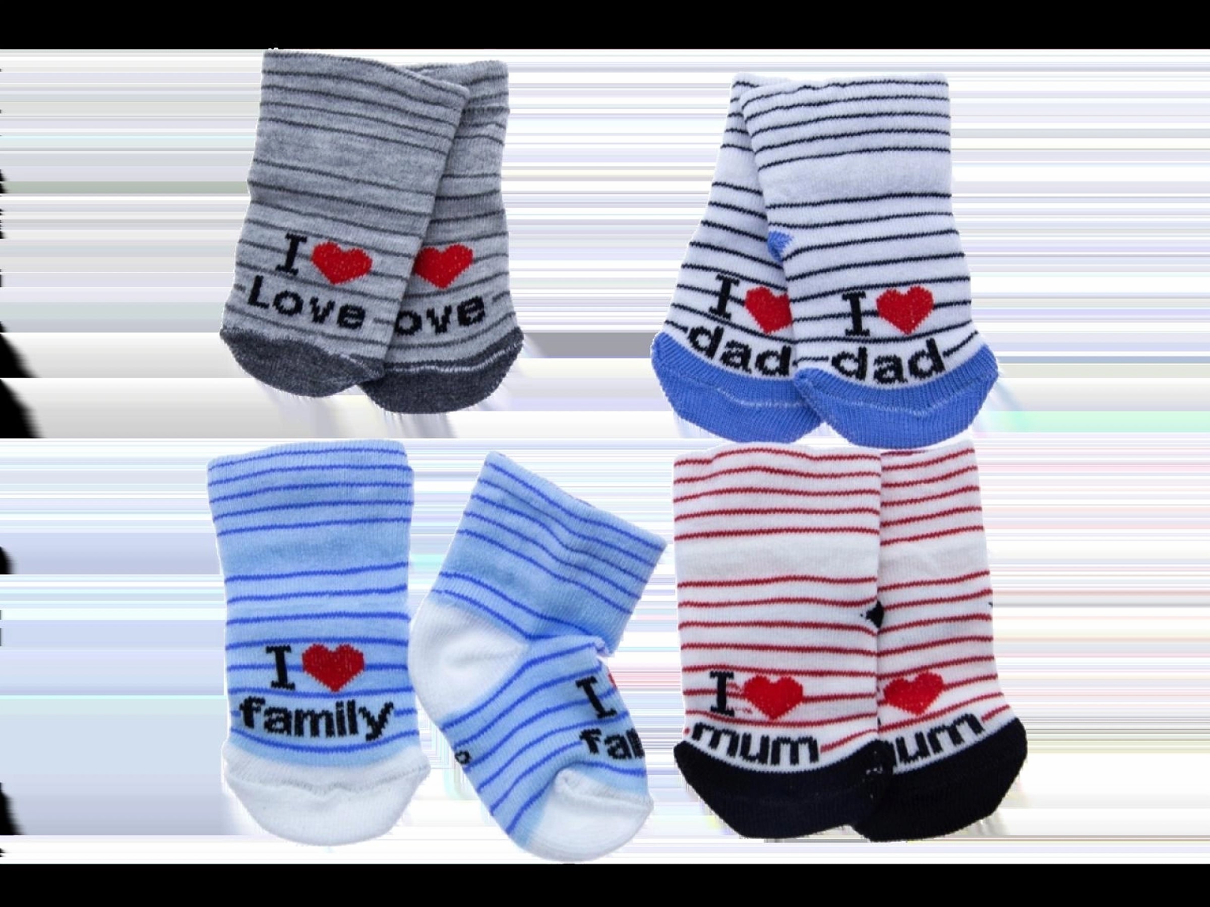 I Love Dad" Baby Striped Crew Socks  -  (1-4 years)