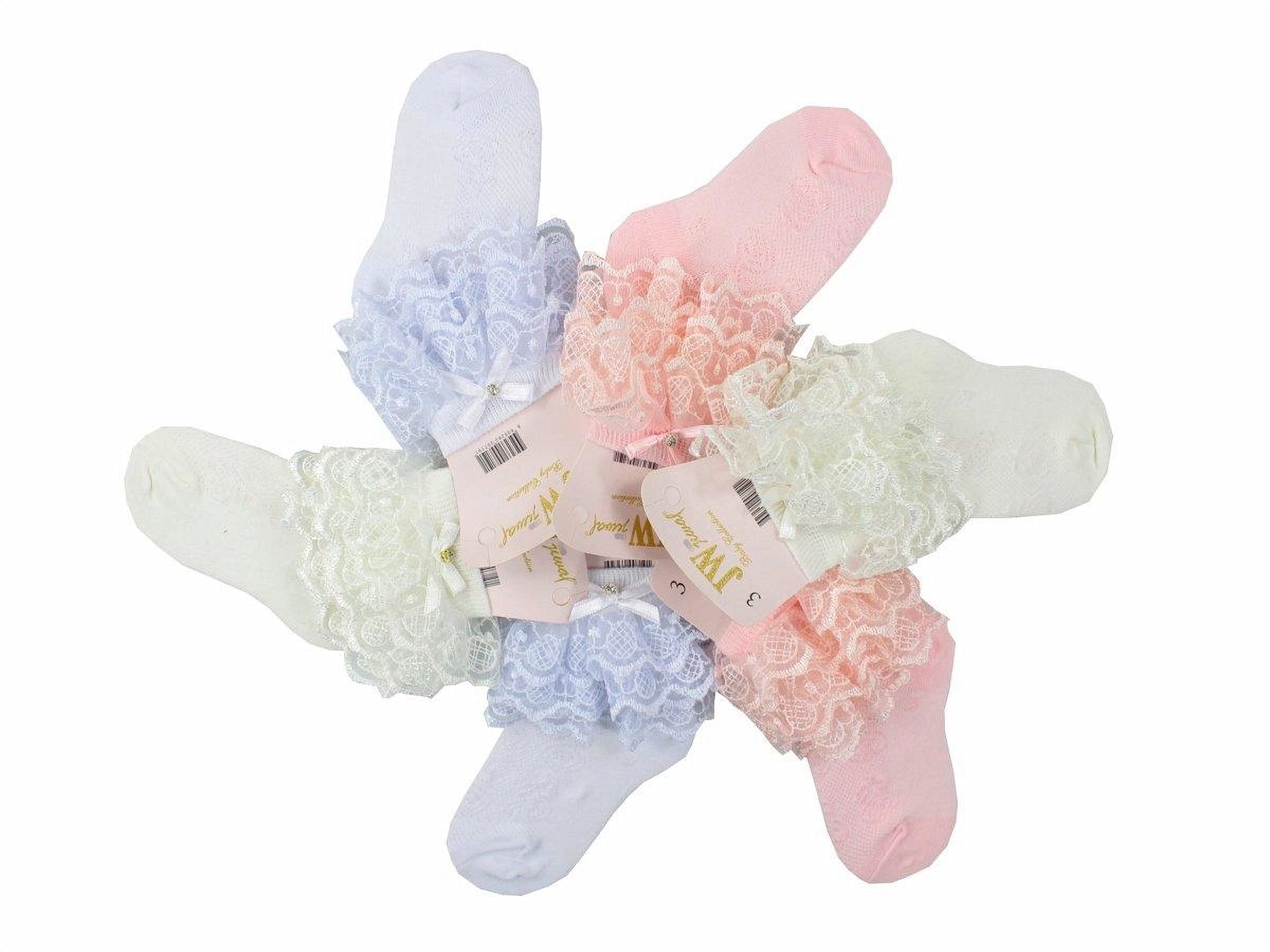 JW Floral Baby & Toddler Ruffle Lace Princess Socks (Multi-Pack)- Color (3 year)