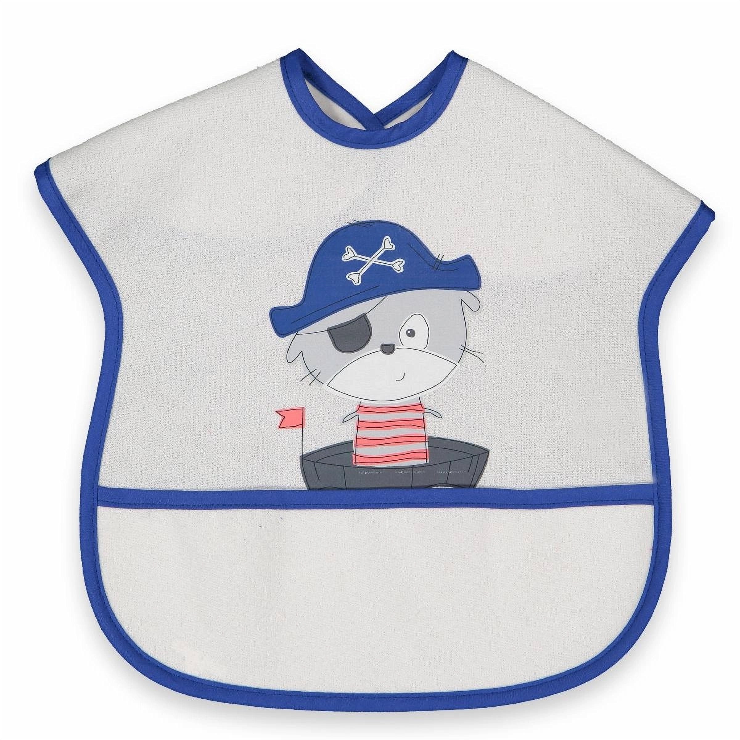 Pirate Panda Waterproof Feeding Bib - Blue (0-3 months)