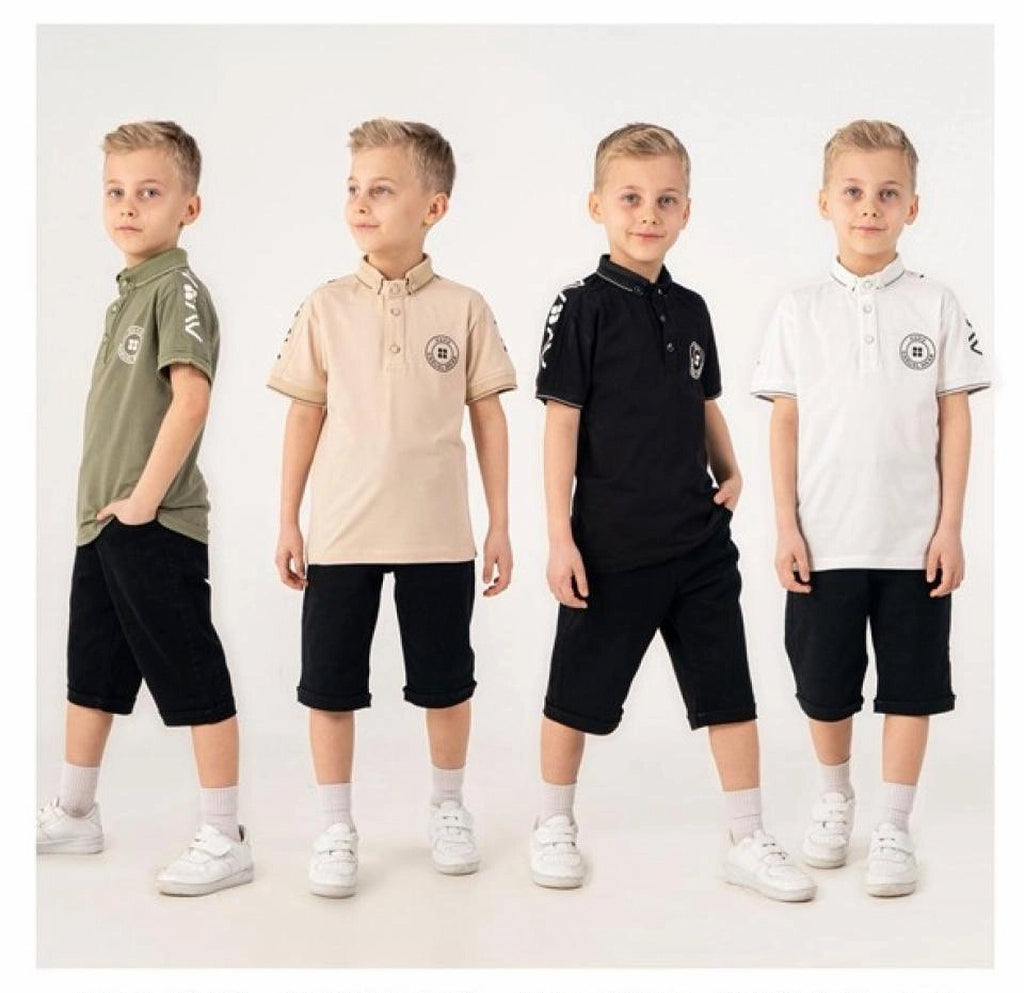 Hayalim Life Boys' Premium Polo Shirt and Shorts Set - White  (9-12 years)