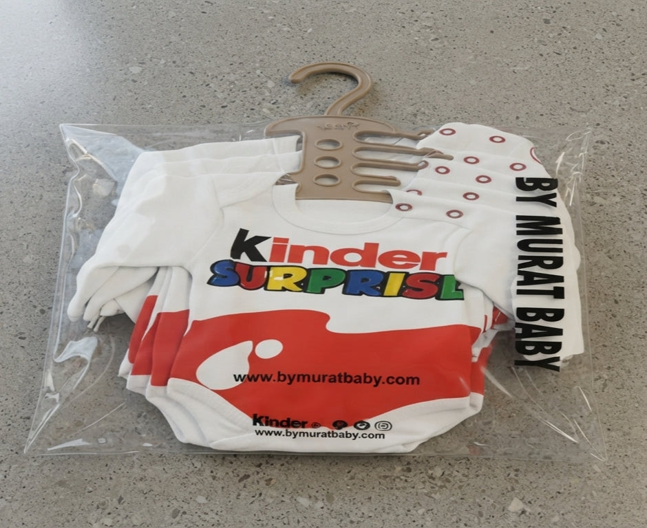 By Murat Baby Kinder Surprise Unisex Printed Romper - White (3-18 months)