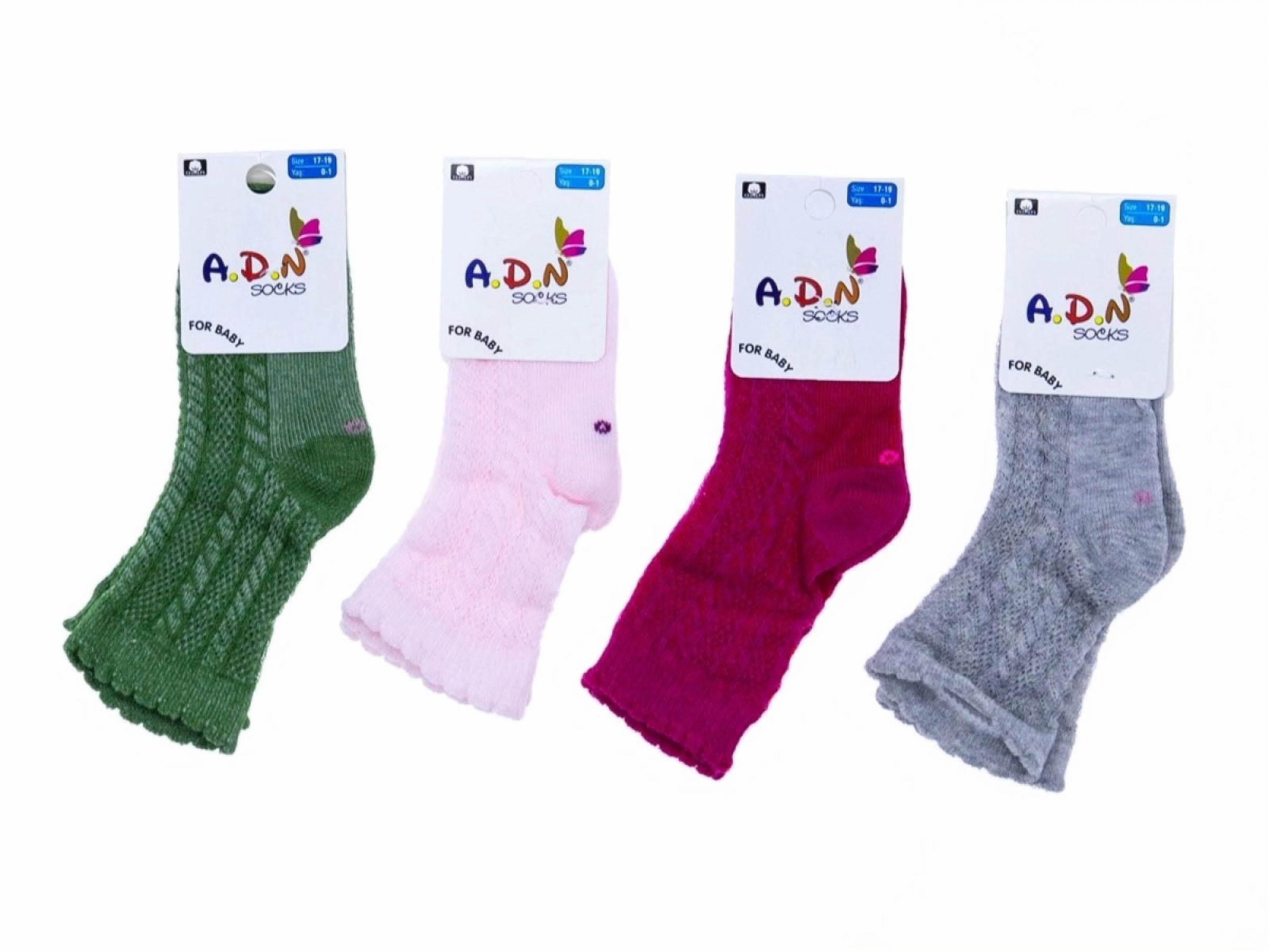 A.D.N Premium Turkish Cotton Baby & Newborn Socks (3-Pack)  - 0-1 Age