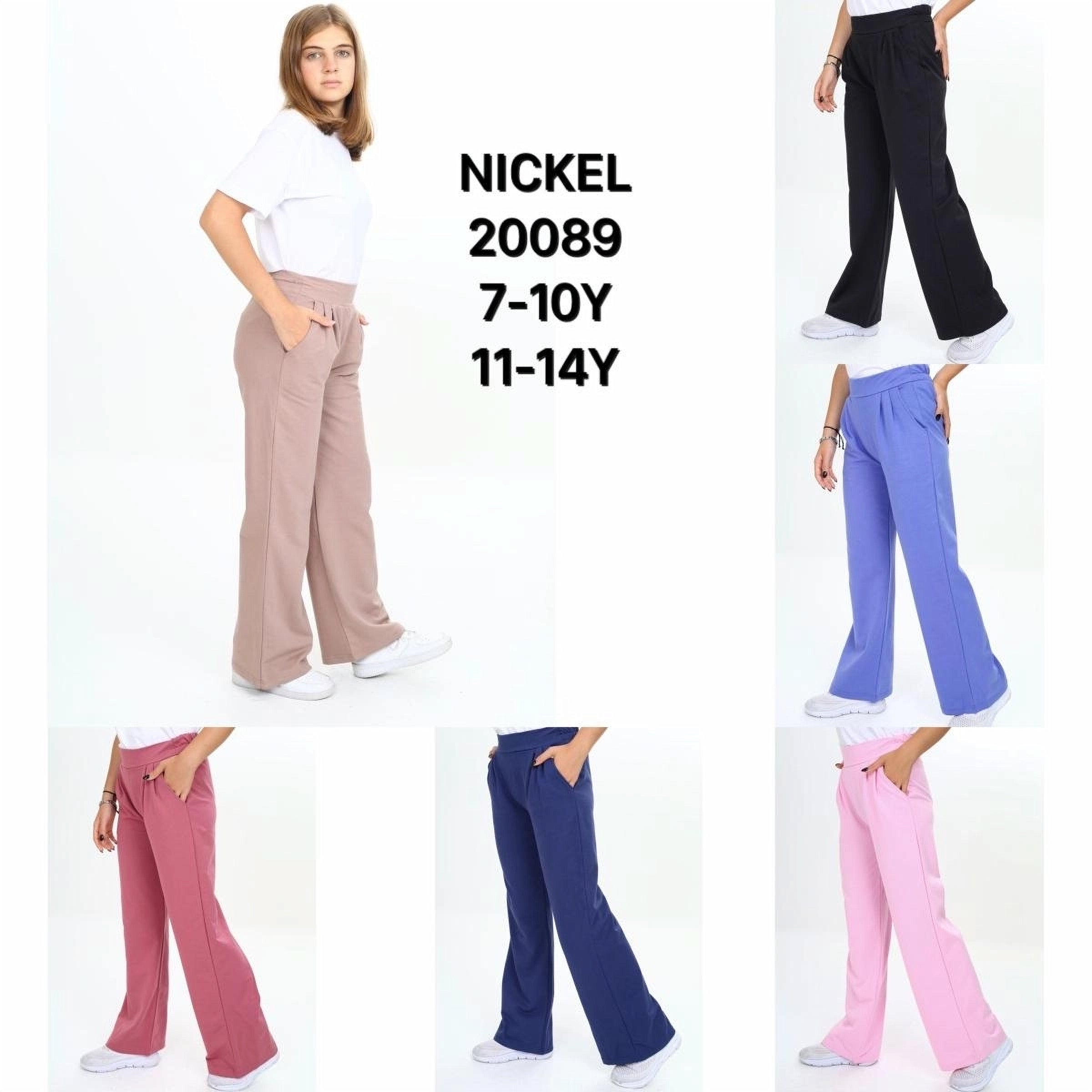 NICKEL 20089 Girls' High-Waist Flare Leggings - Powder (11-14 years)
