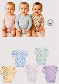 Essential Organic Cotton Mixed Print Baby Bodysuit Set - Blue (3-18 months)