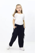 Girls' Street-Style Jogger & Crop Top Set - Black (6-10 years)