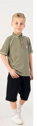 Boys' Modern Linen-Blend Set – Olive & Onyx (9-12 years)