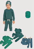 Premium Kids' Ribbed Tracksuit Set – Forest Green - Pink (6-24 months)
