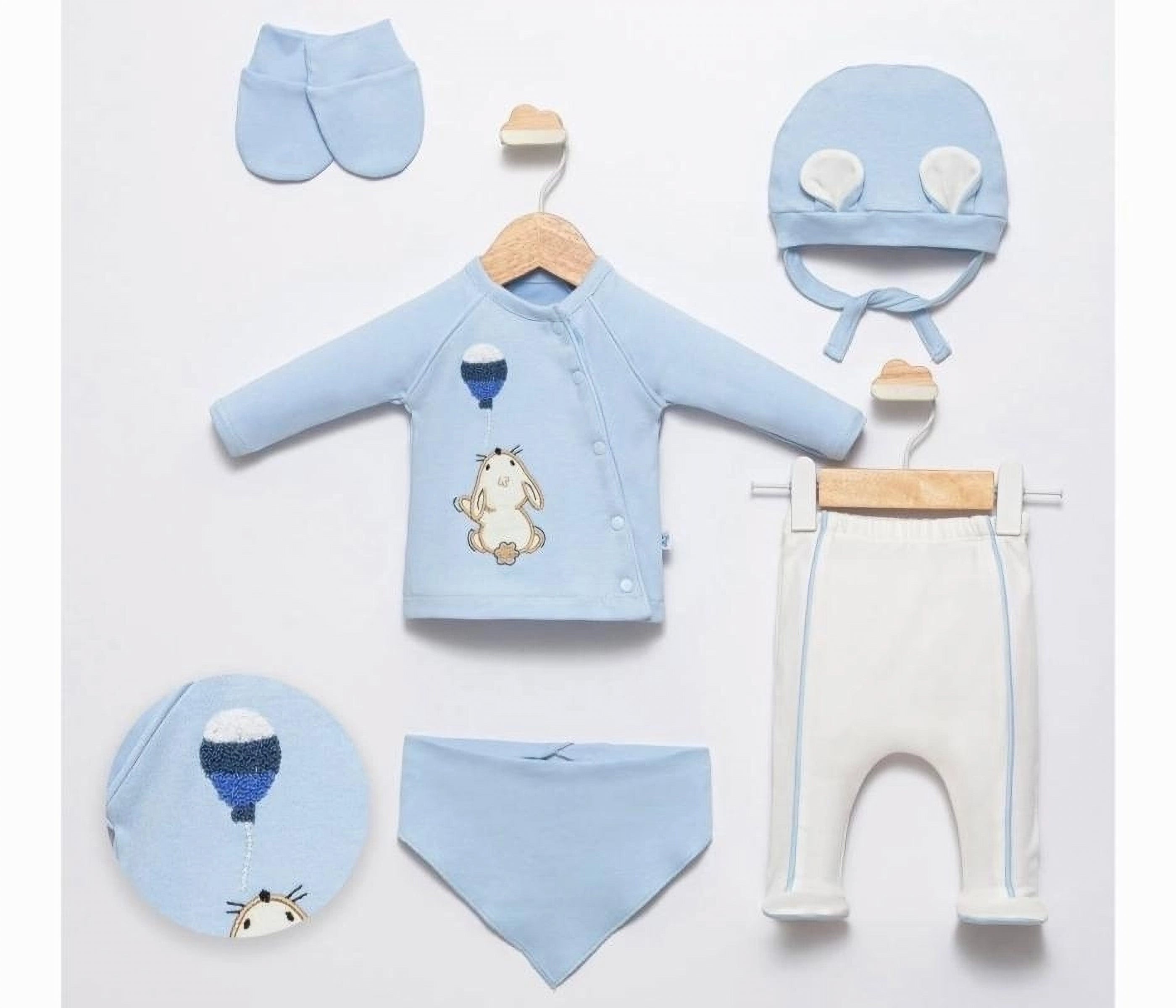 6-Piece Newborn Baby Bunny Gift Set - Sky Blue Set - Light Blue (0-3 month)