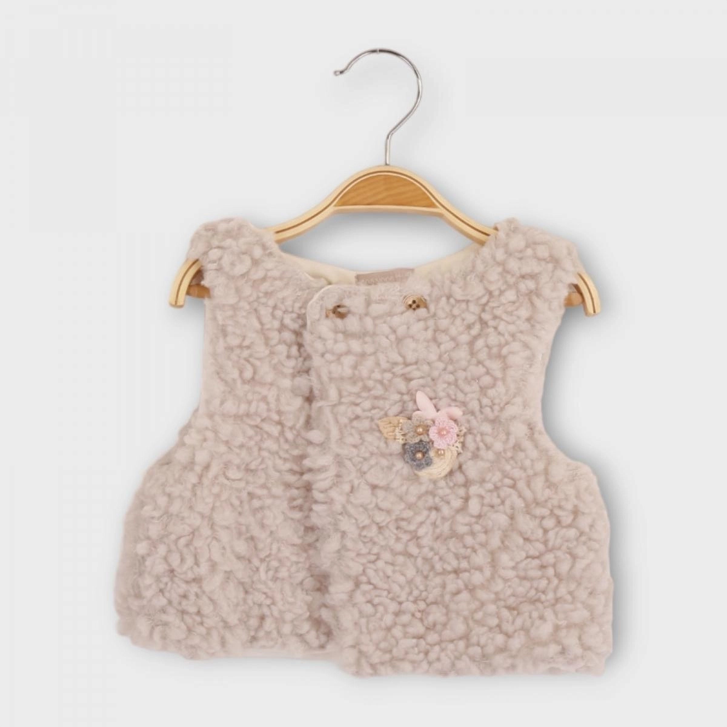 Vintage-Inspired Floral Lace Fuzzy Romper - Beige (6-9-12-18 months)