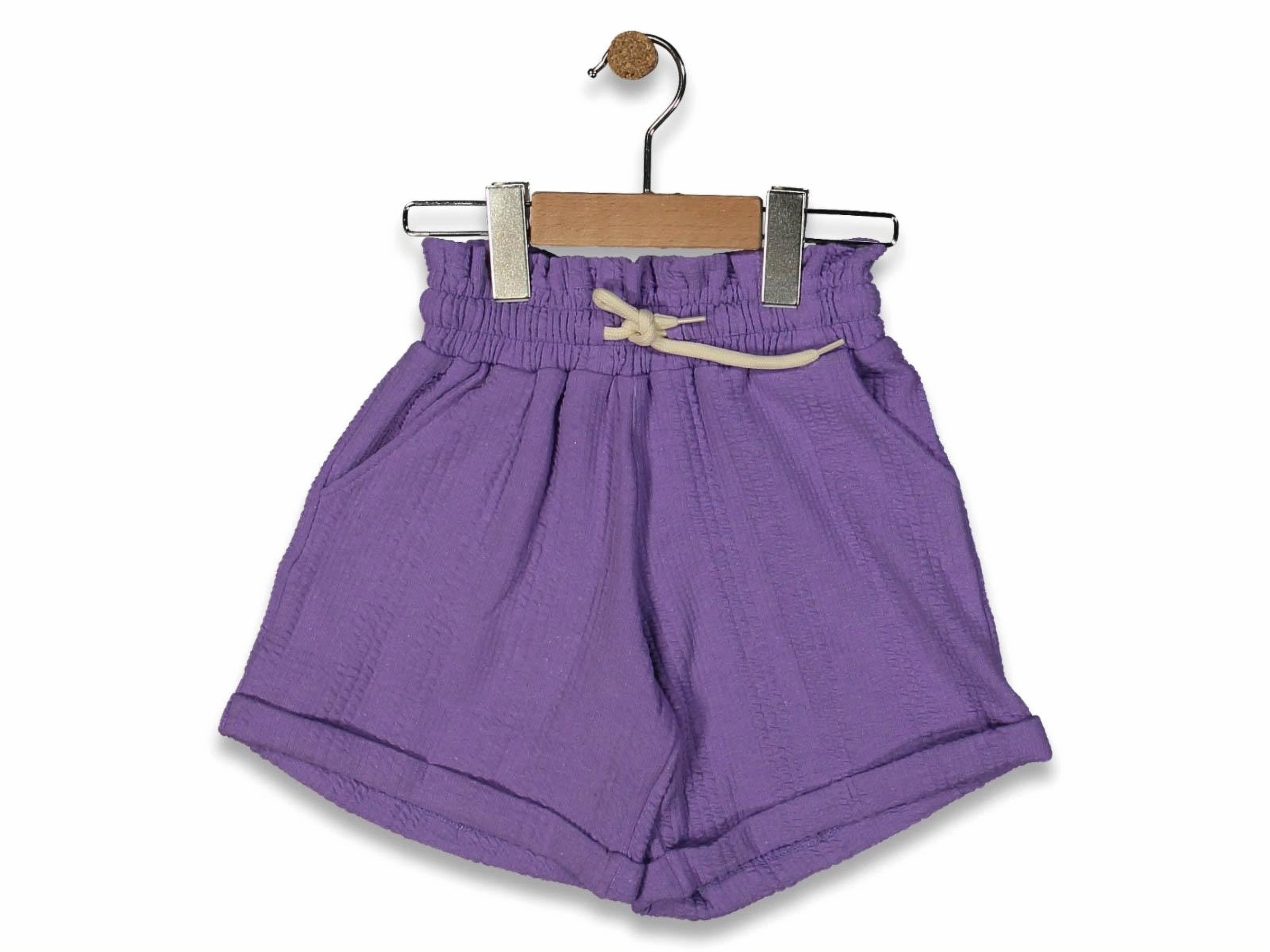 Lavender Linen-Blend Ruffle Trim Shorts - Lilac (9-12 years)