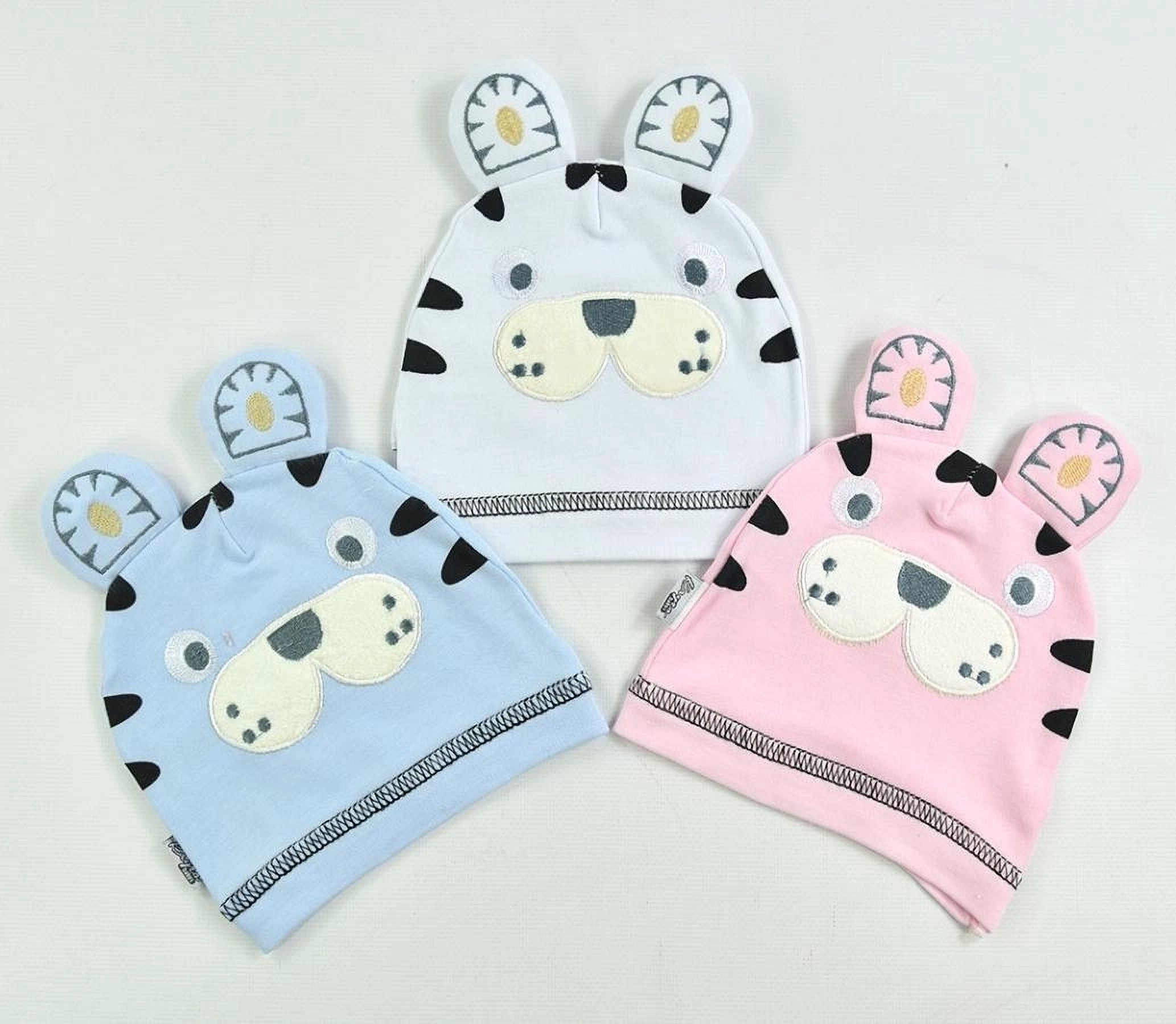 Animal Ear Striped Baby Beanie Set  (9-12 months)