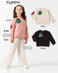 Tuffy "LATTE" Floral Applique Girls' Sweatshirt Set - Powder (7-10 years)