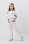 Girls' Street Style Set – White Graphic T-Shirt & Jogger - White (6-10 years)