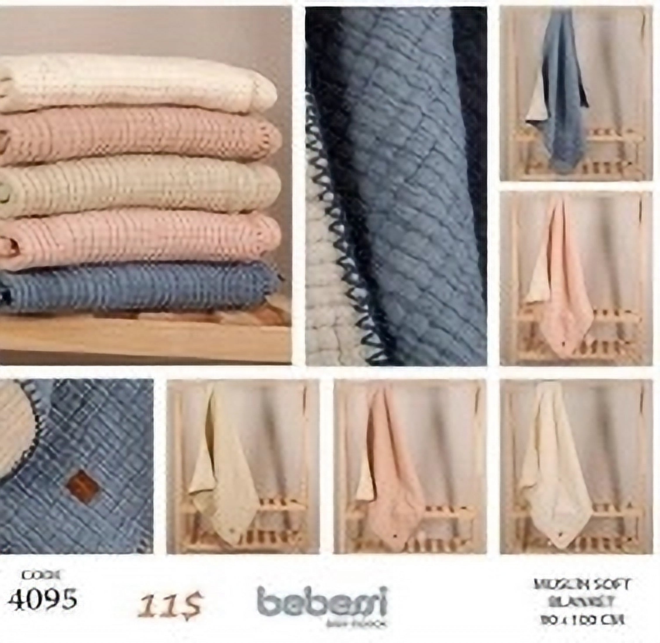Bebessi Muslin Soft Blanket - Ekru\Indigo (90\100)