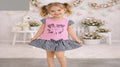 Girls' Pink Sleeveless Checkered Skirt Party Dress (2-3-4-5  years)