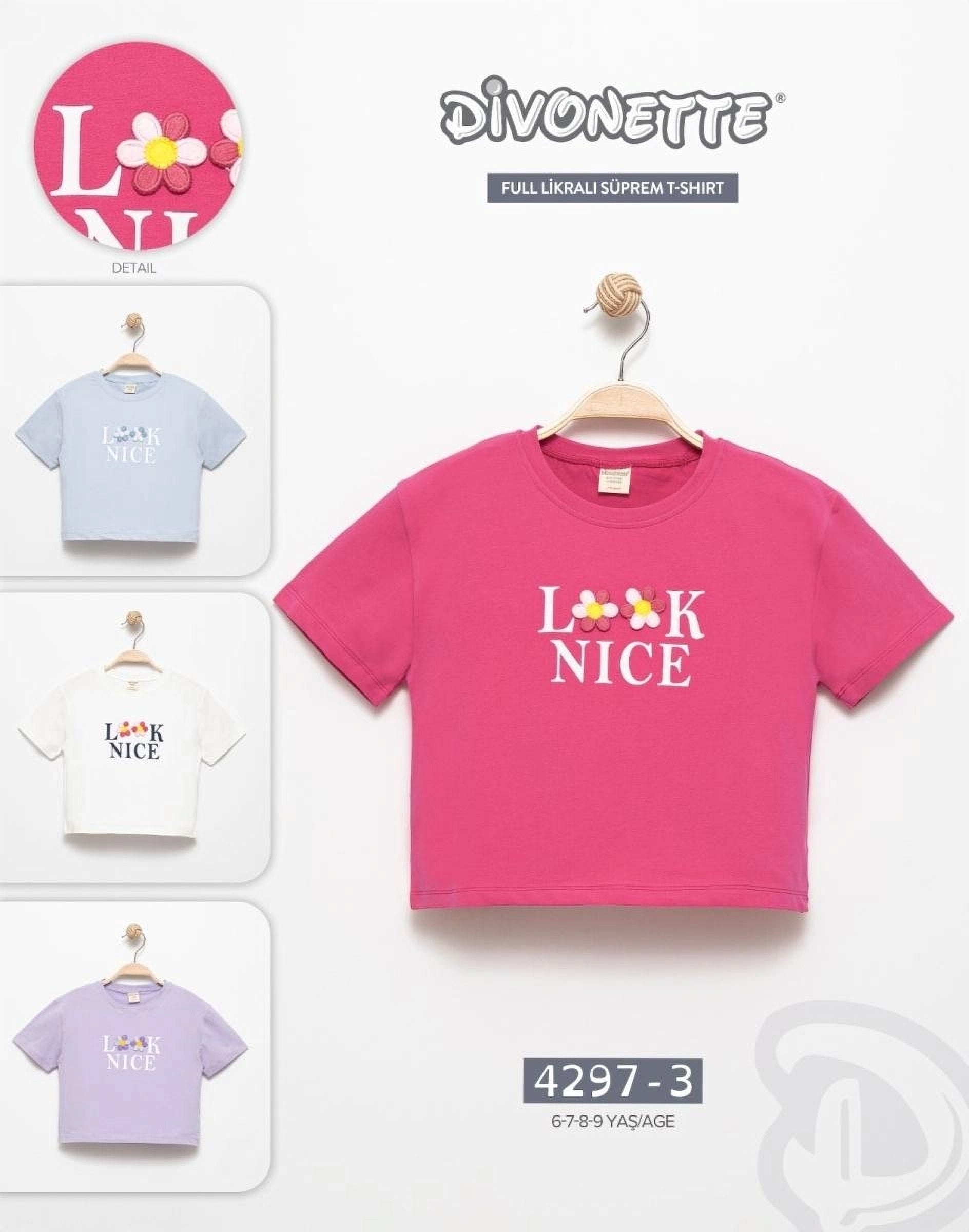 Divonette "L&K NICE" Kids' Lycra T-Shirt Set  - Pink (6-9 years)