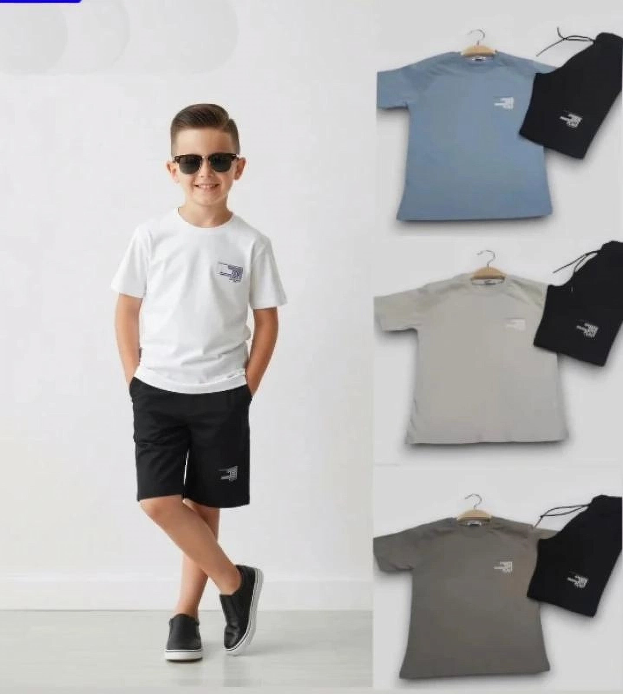 Boys' Two-Tone Summer Essentials Clothing Set - White (5-8 years)