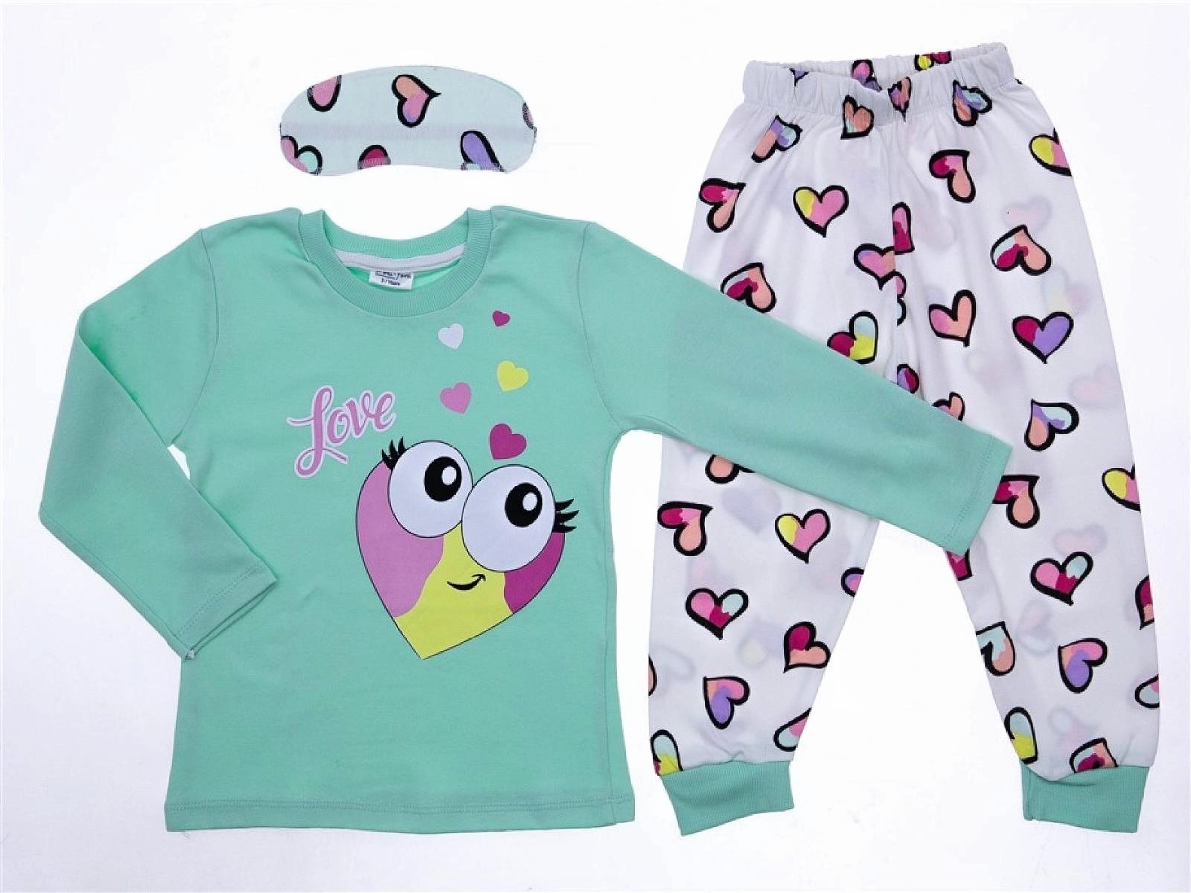 Girls' 3-Piece Owl Sleepwear Set – Mint Green & Multi-Color - Salmon (3-6 years)
