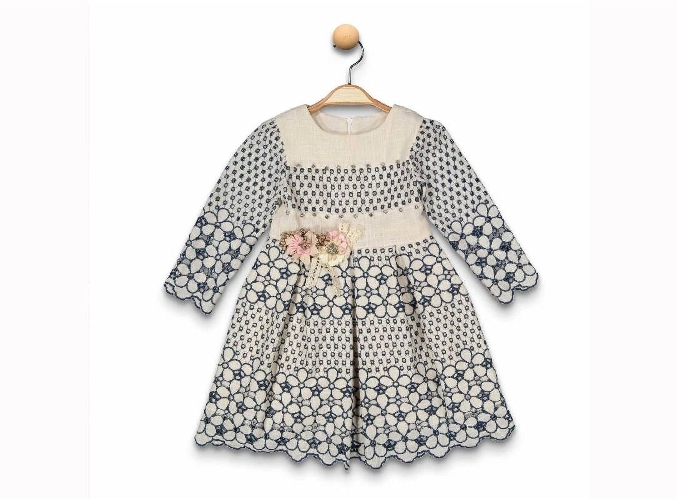 Long-Sleeve Floral Print A-Line Dress for Girls - (1-4 Years)