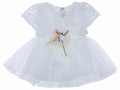 Baby Girls Lace Christening Dress with Floral Waist Accent(9-18 months)