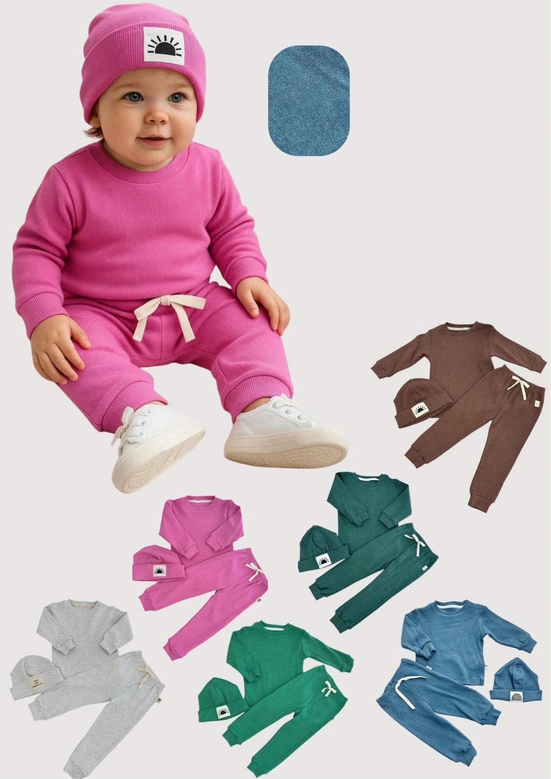 Baby Girl Ruffle Shoulder Knit Lounge Set- Green (2-5 years)