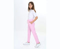 Girls' Casual Rib-Knit & Pastel Jogger Set - Pink