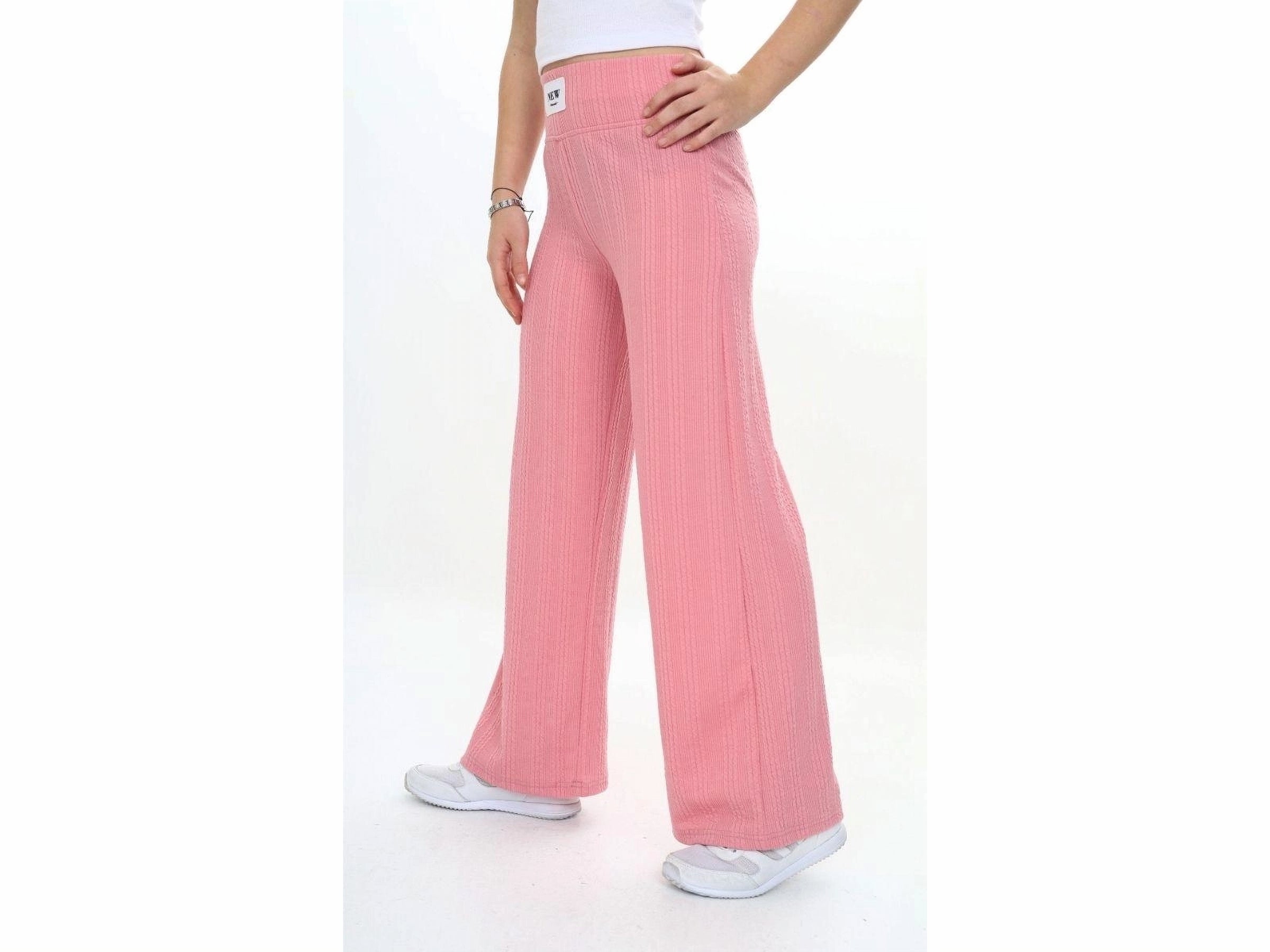 Ribbed High-Waist Wide-Leg Lounge Pants - Pink (7-10 years)
