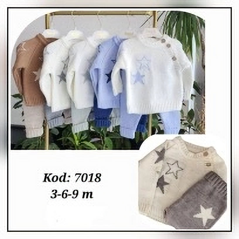 Baby Star Knit Sweater & Pants Set - Blue (3-6-9 m)