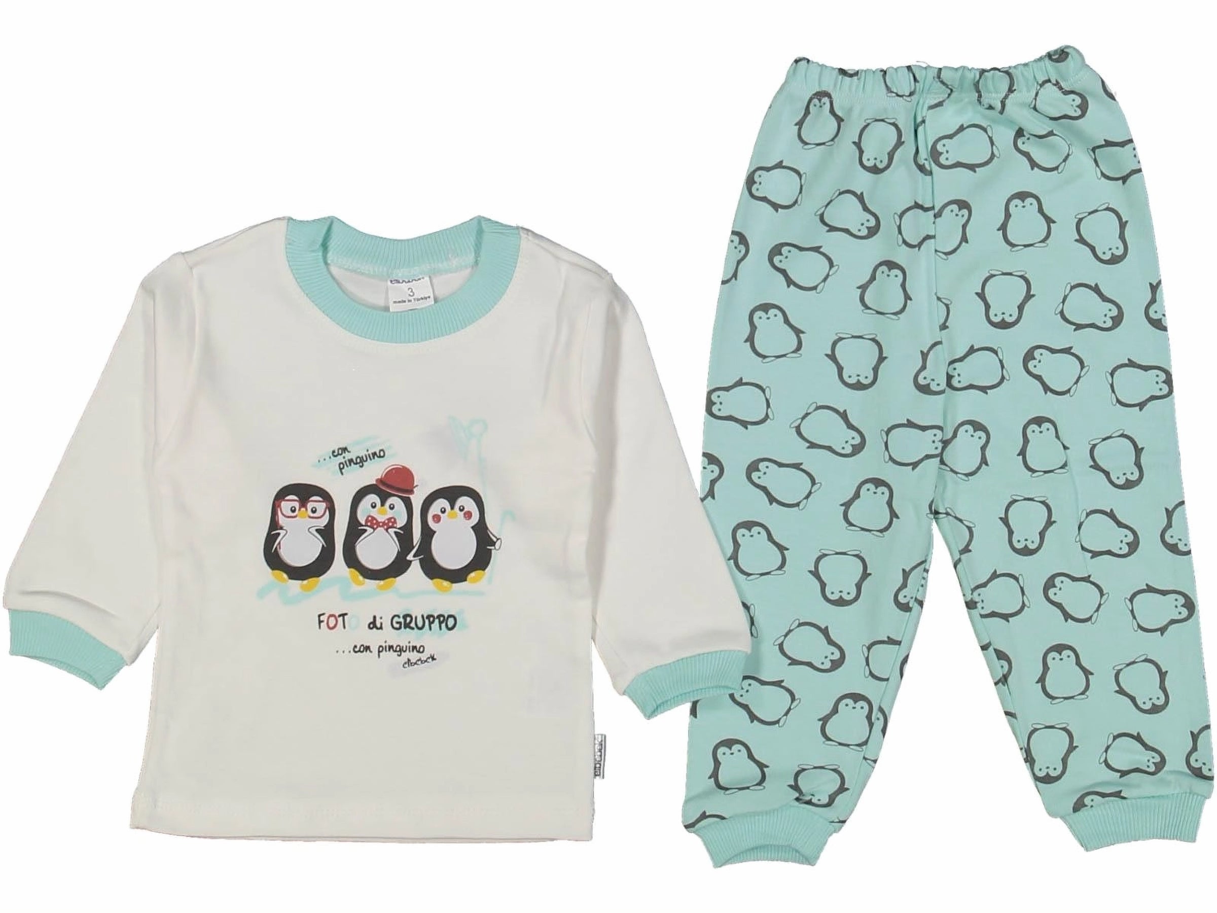 Playful Penguin Baby Bodysuit Set - Salmon (12-24 months)
