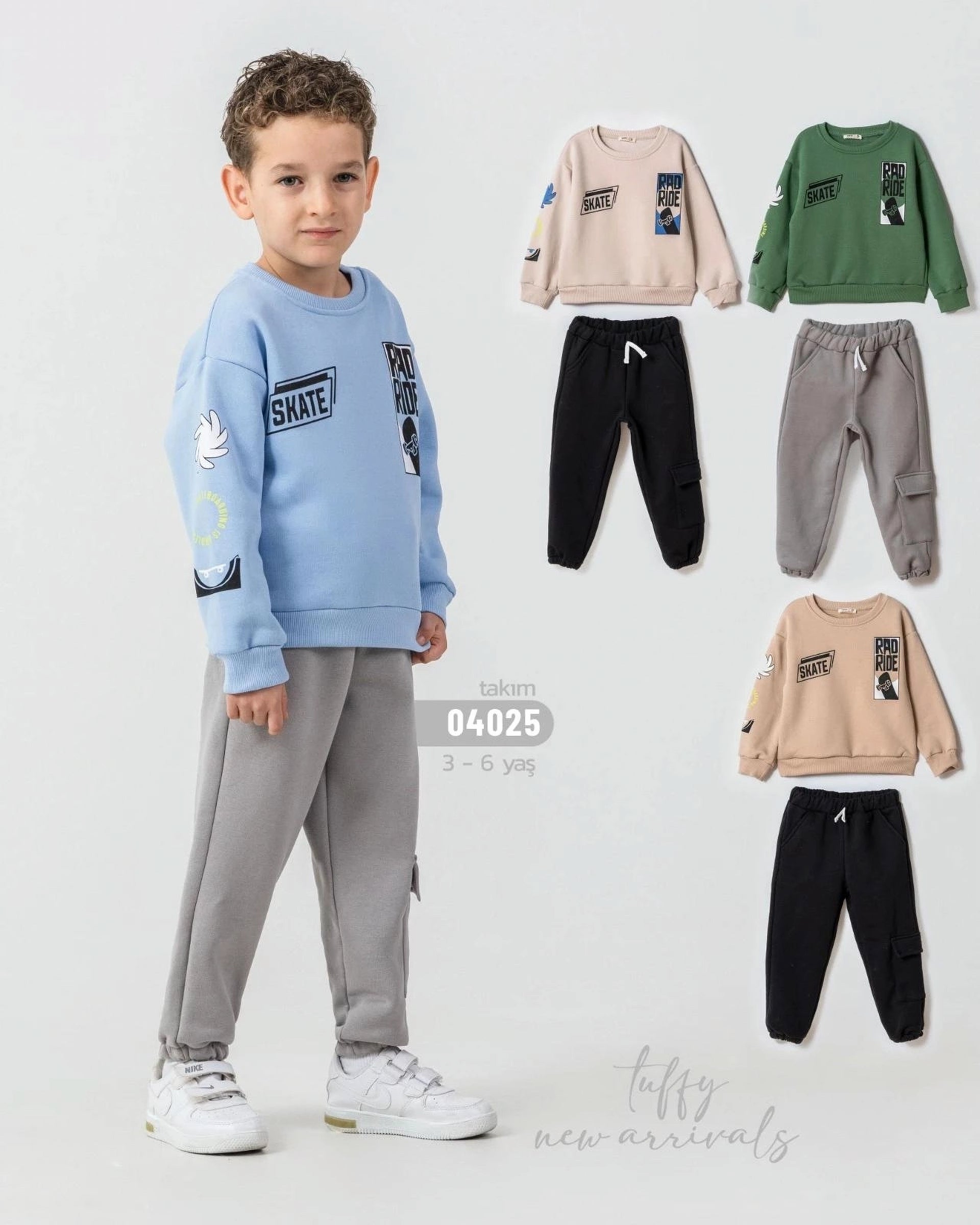 Boy’s 2-Piece Set – "Skate" Graphic Sweatshirt & Joggers - Blue (3-6 years)