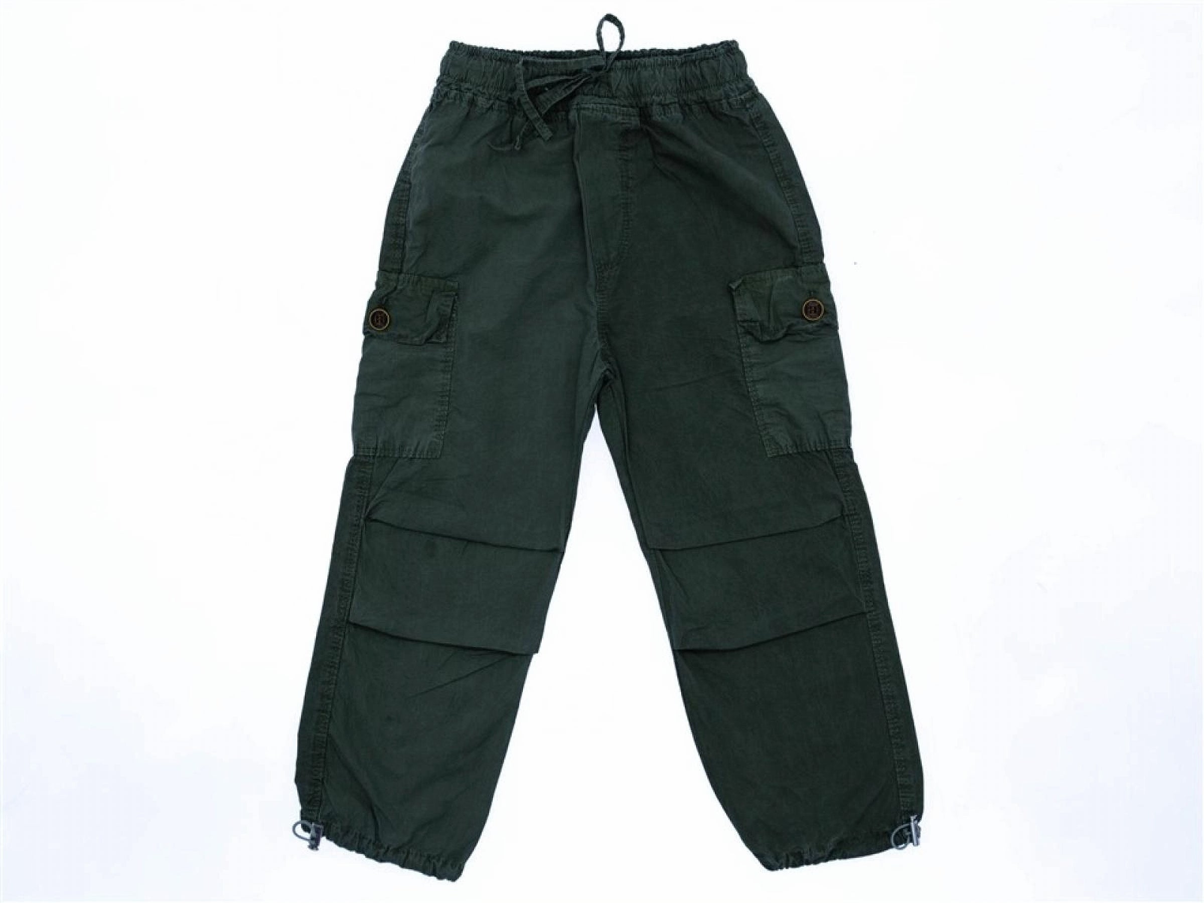 Kids' Relaxed-Fit Canvas Cargo Pants – Dark Green Khaki (6-10 years)