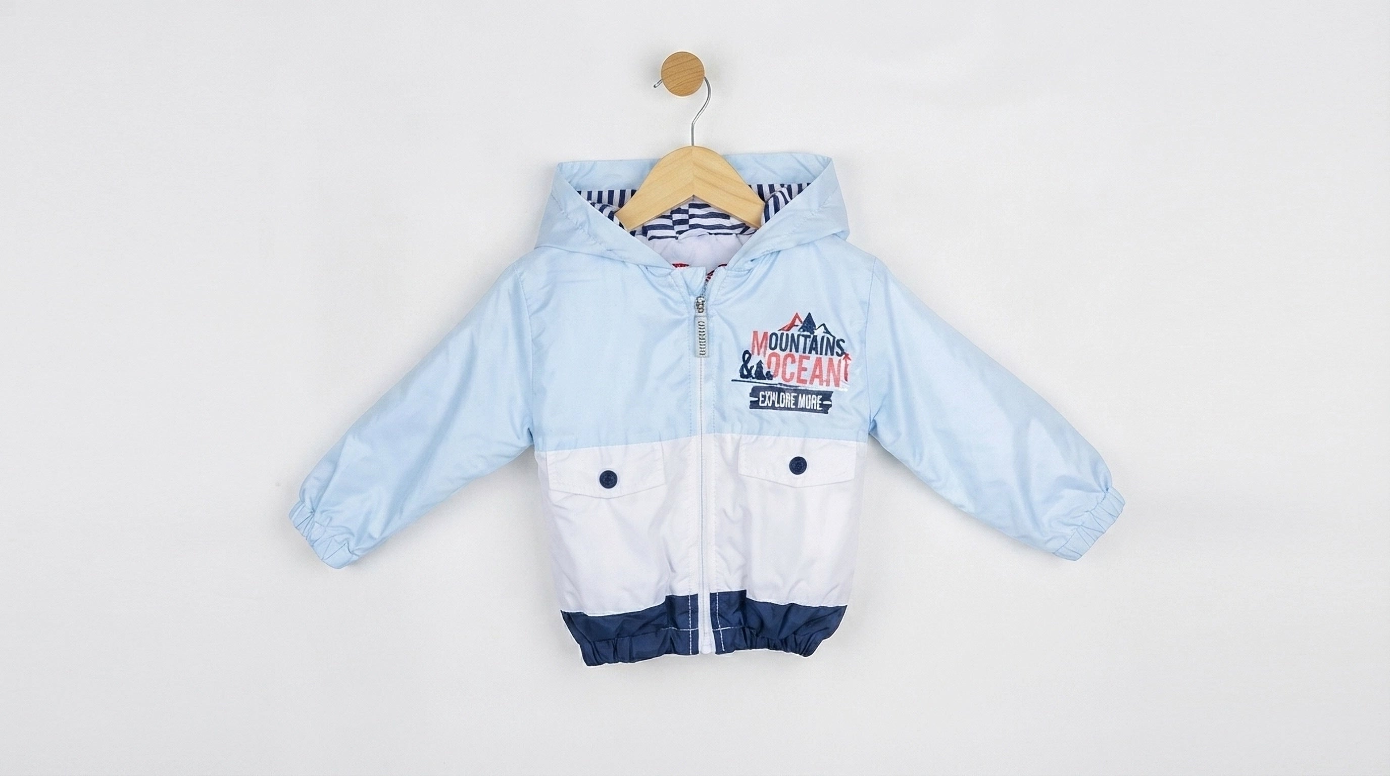 Boys’ "Mountains & Oceans" Color block Windbreaker Jacket - Blue (1-4 years)