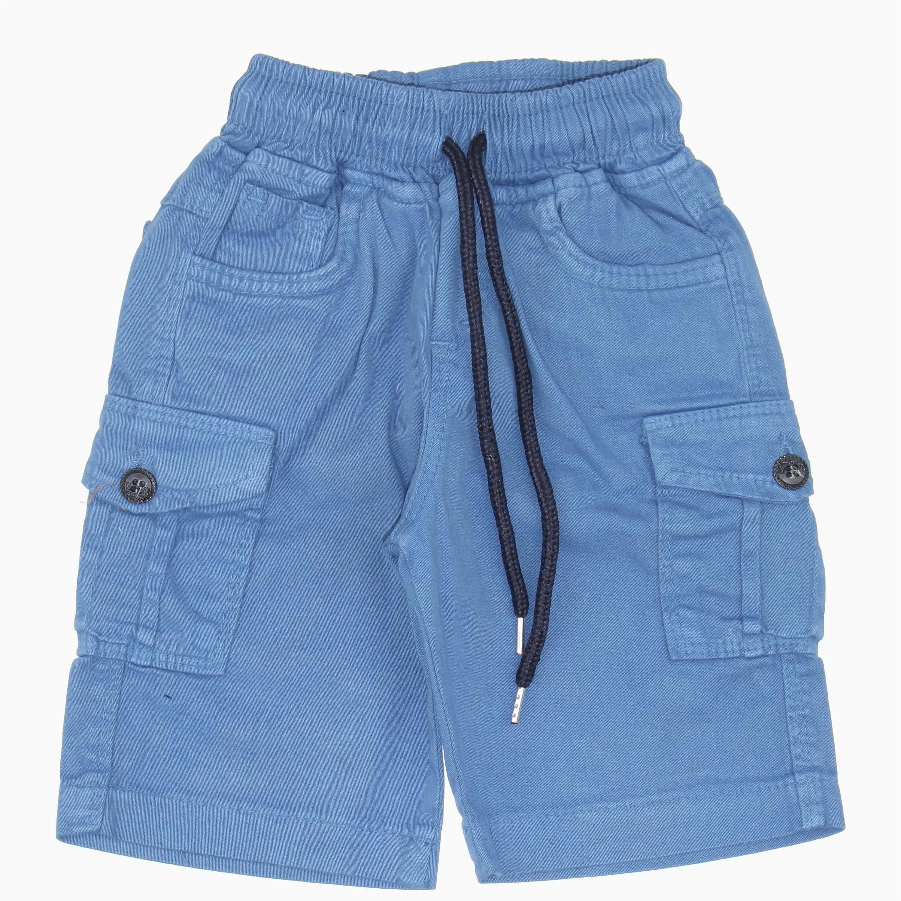 Boys' Textured Pull-On Drawstring Shorts in Blue- (3-7 years)