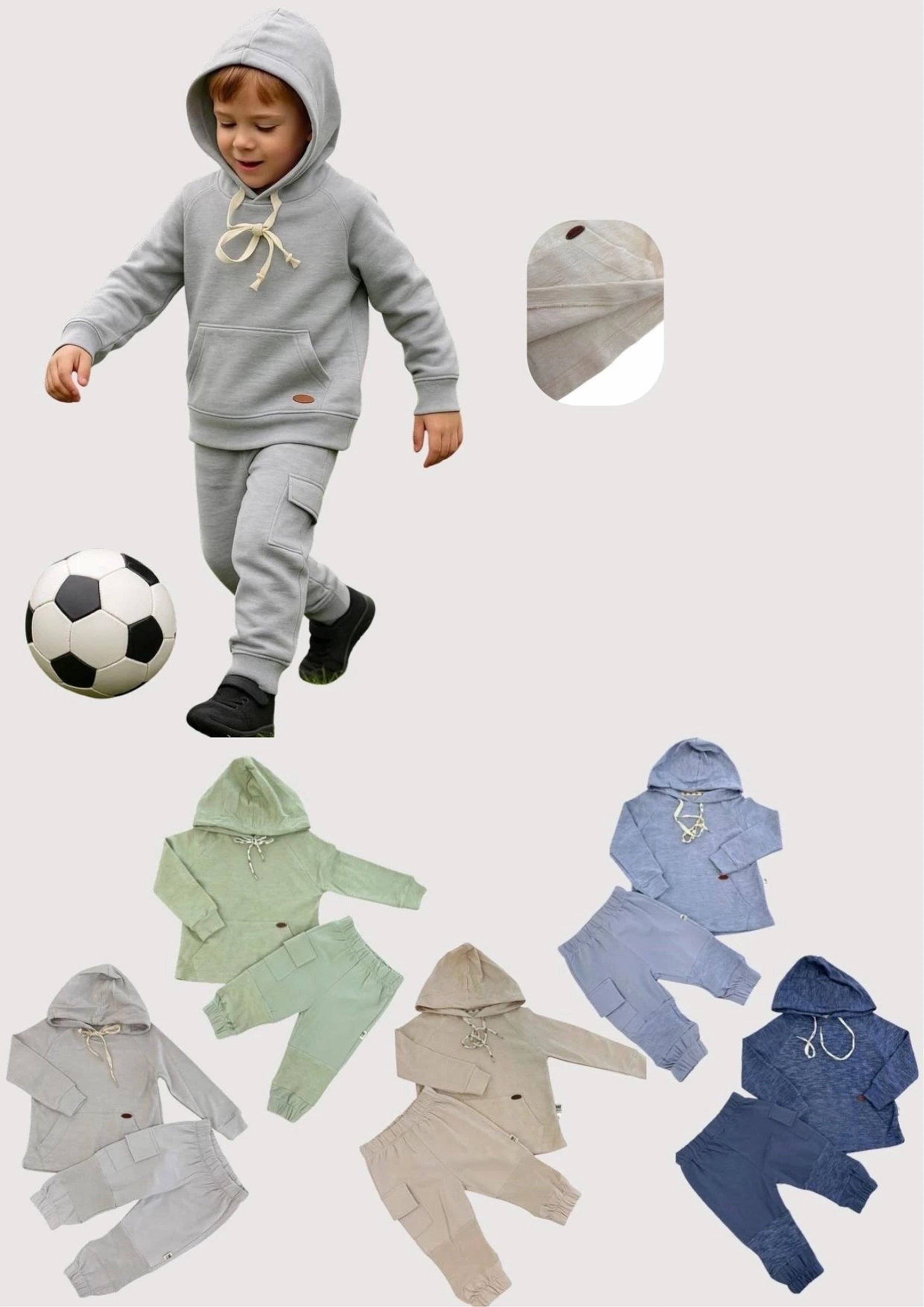 Essential Kids’ Two-Piece Cozy Hoodie & Jogger Set - Grey (2-5 years)