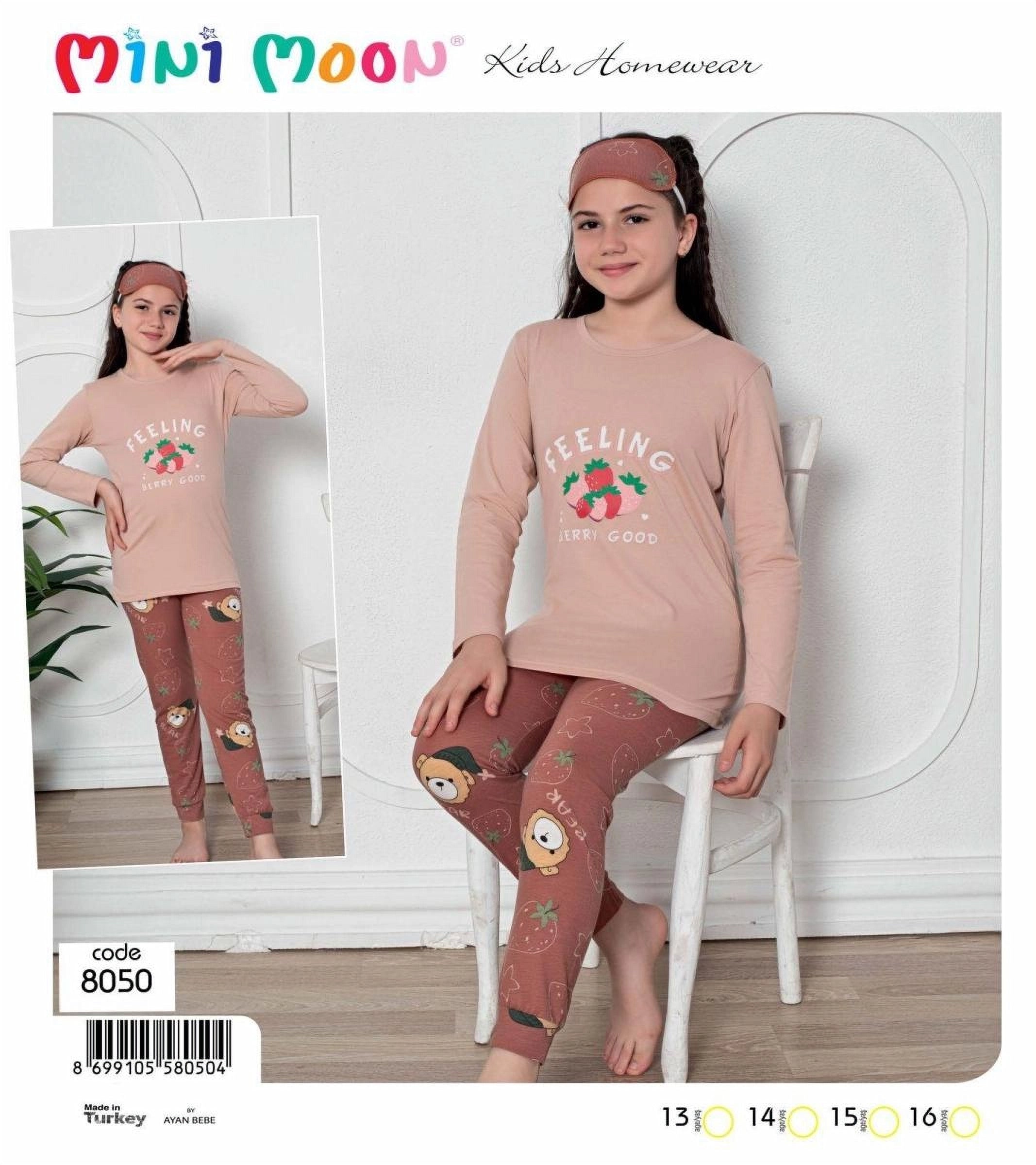 Mini Moon Kids Homeware "Feel Good" Bear & Cherry Pajama Set (13-16 years)