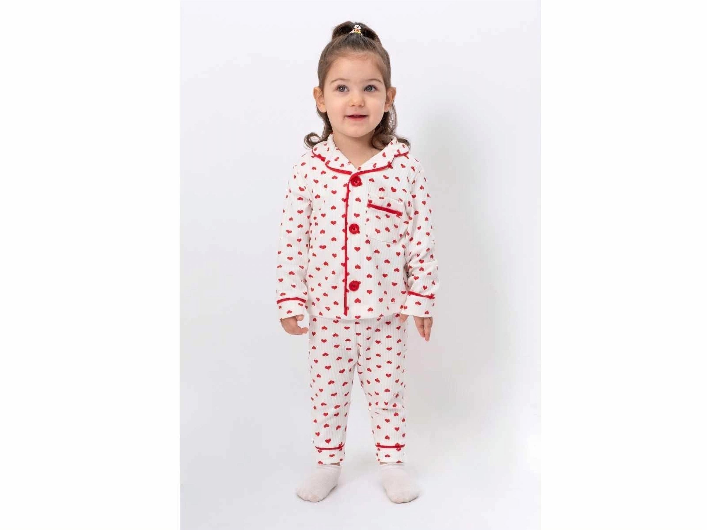 Sweetheart Ruffled Cotton Pajama Set  - Red (9-24 months)