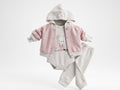 Cozy Bear Fleece Hooded Pramsuit - Soft Pink - Lilac (3-9 months)