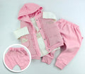 Baby Girls’ 3-Piece Fleece Hoodie, Vest, and Jogger Set - Pink (6-18 months)
