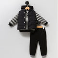 Kids' Sporty Striped Hoodie & Jogger Set- Black  () (2-4 years)