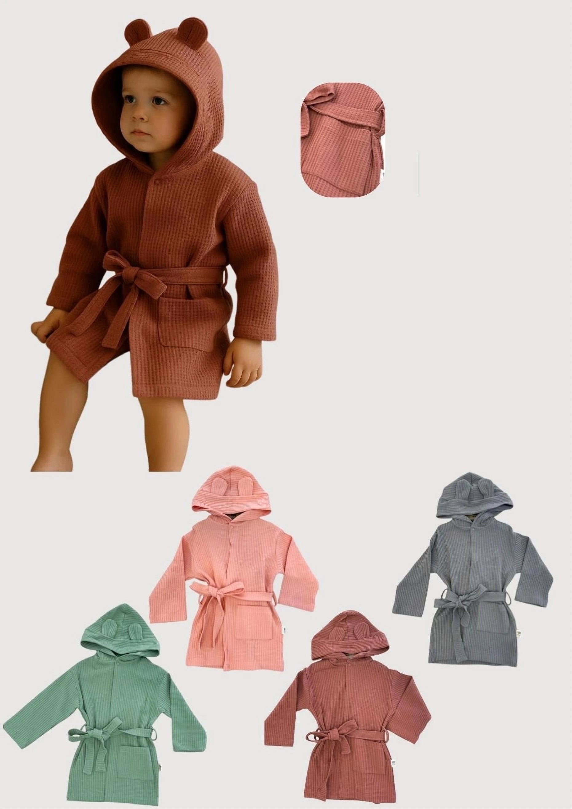 Adorable Bear Ear Hooded Baby Romper - Bordeaux (2-5 years)