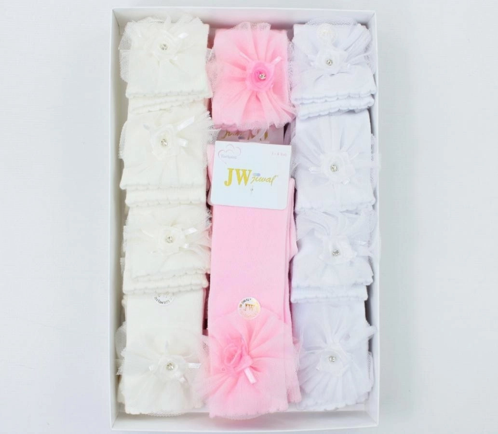 JW Jewel Baby Girl Floral Headband & Lace Sock Gift Set- Color (0-6 months)