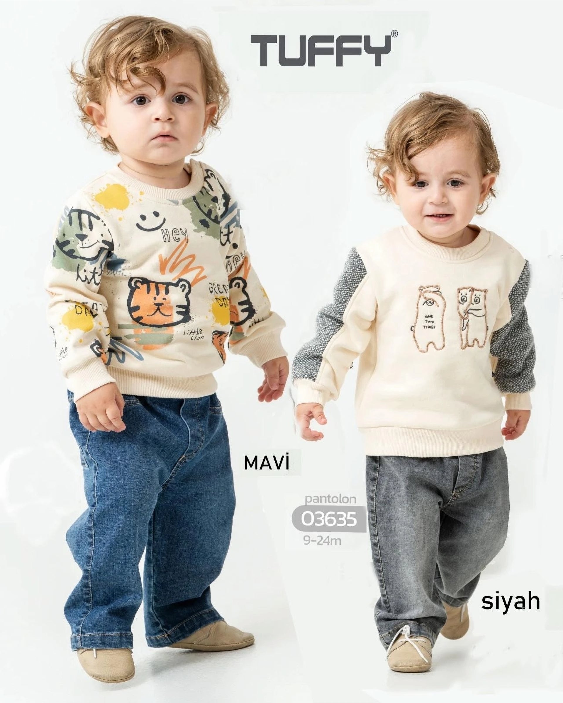 "Little Explorer" Tiger Graphic Long Sleeve Sweatshirt Set - Black (9-24 months)